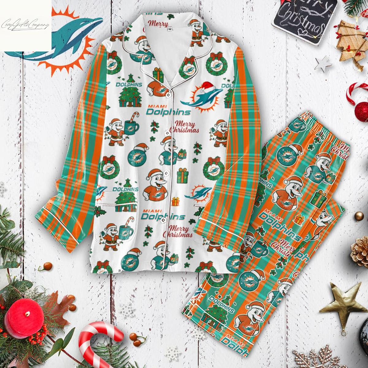 Miami Dolphins Merry Christmas Gifts Pajamas Set Miami Dolphins Merry Christmas Gifts Pajamas Set