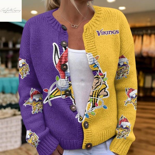 Minnesota Vikings Santa Hat Christmas Cardigan Jacket