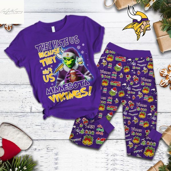Minnesota Vikings They Hate Us Because They Ain’t Us Grinch Pajamas Set