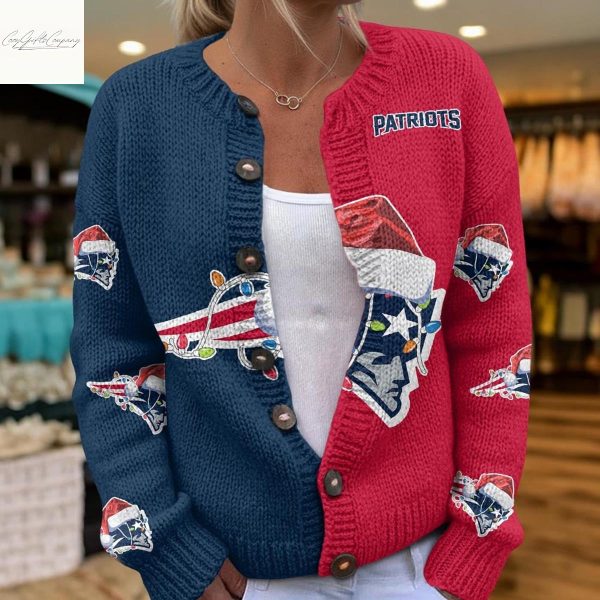 New England Patriots Santa Hat Christmas Cardigan Jacket