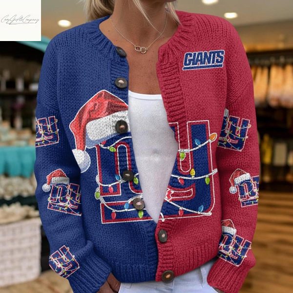 New York Giants Santa Hat Christmas Cardigan Jacket
