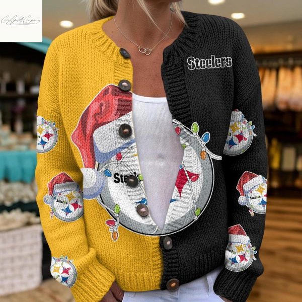 Pittsburgh Steelers Santa Hat Christmas Cardigan Jacket