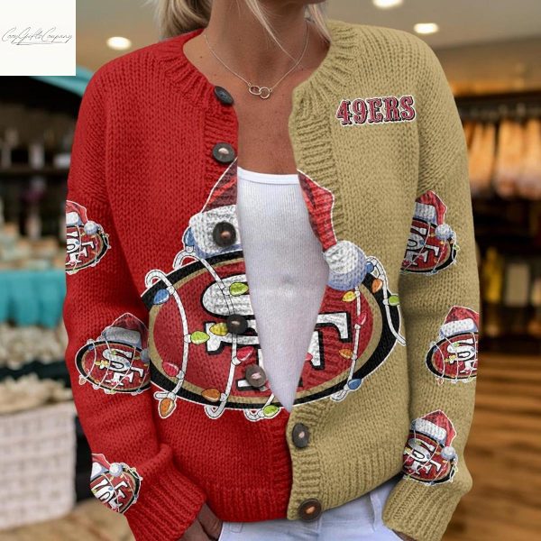 San Francisco 49ers Santa Hat Christmas Cardigan Jacket