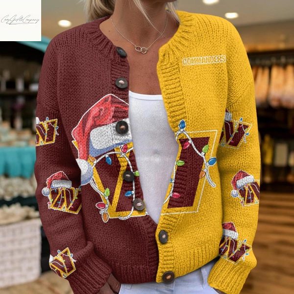 Washington Commanders Santa Hat Christmas Cardigan Jacket