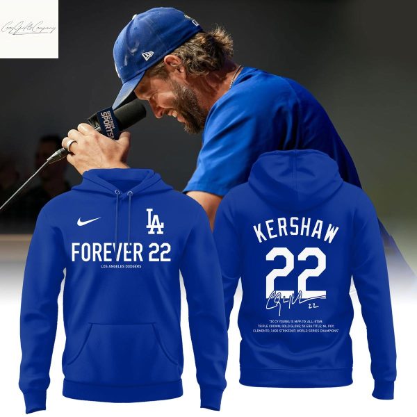 Los Angeles Dodgers Thank You Clayton Kershaw Forever 22 Hoodie Shirt